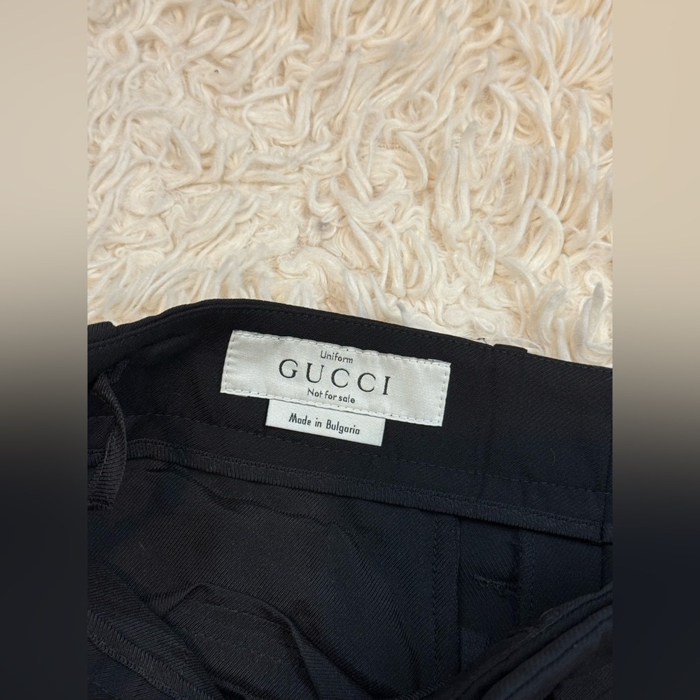 Gucci Uniform Black wool Pants Trousers raw hem size 40 pocket zip straight leg - Picture 7 of 14